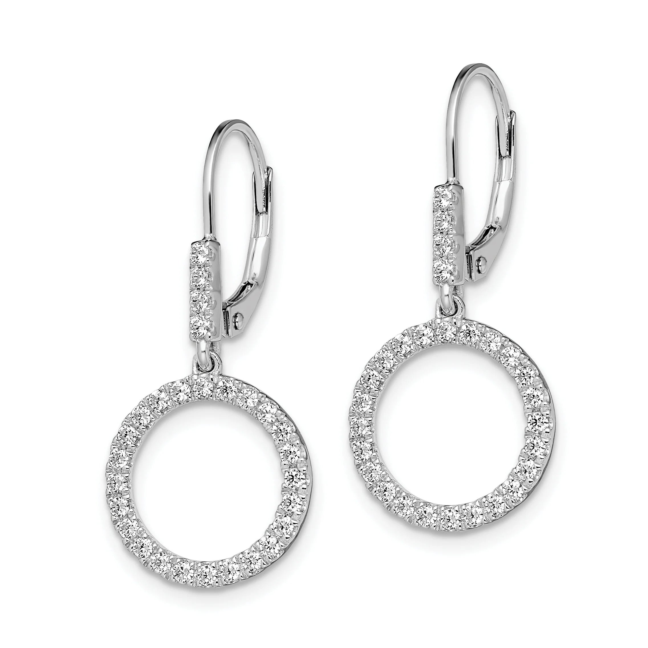14 Karat White Gold Lab Grown Diamond Circle Dangle Leverback Earrings P34983