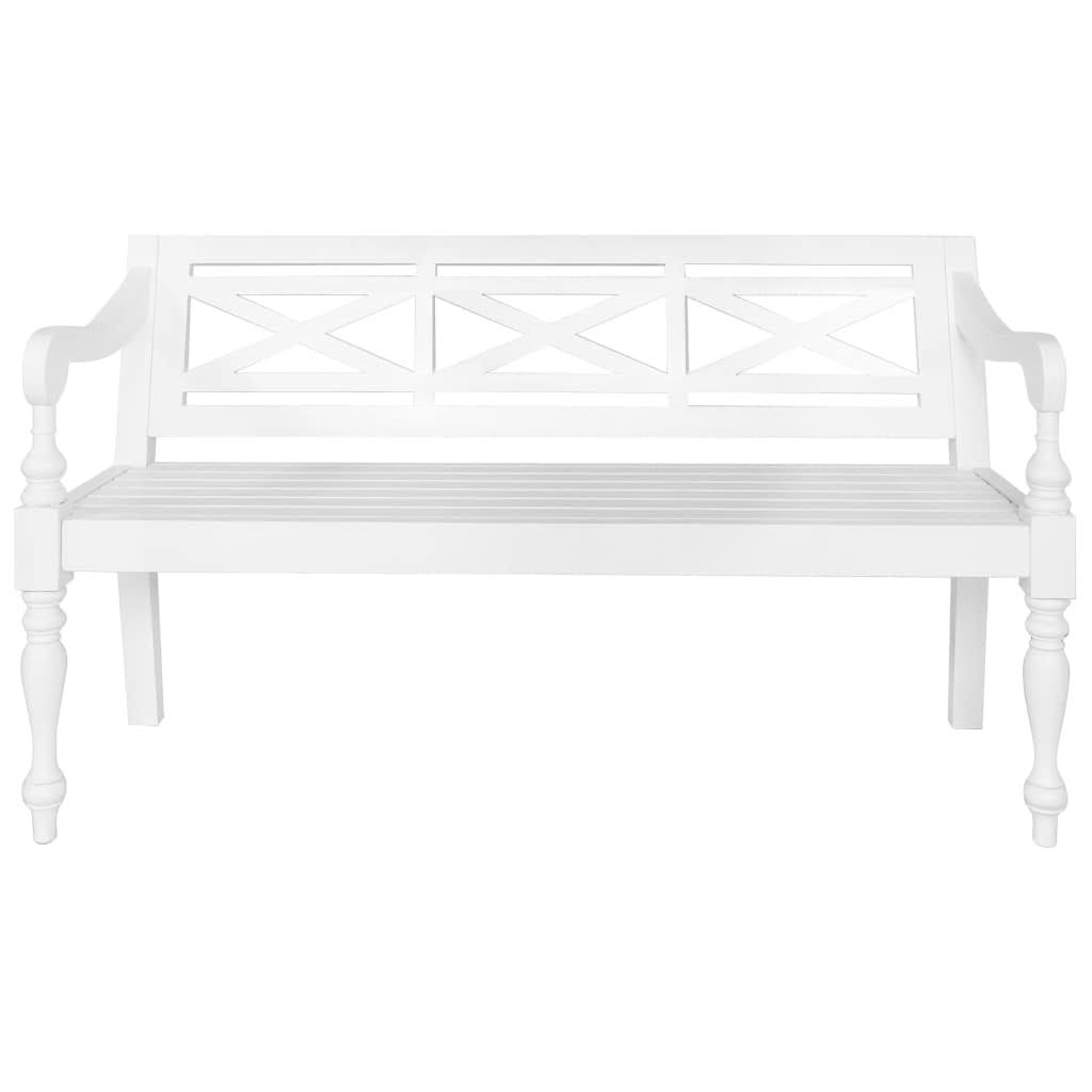 Solid Mahogany Wood White Bench K439350