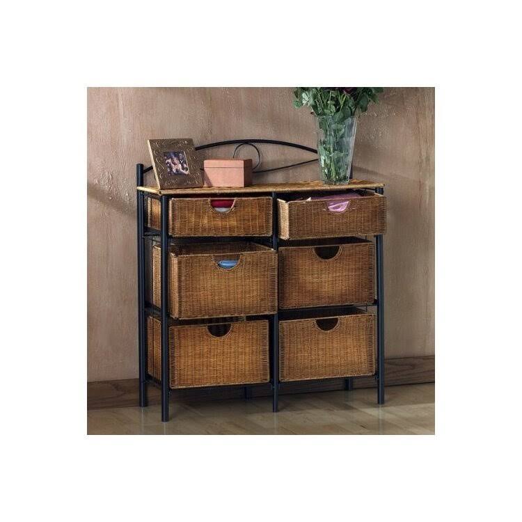 Black/Brown Iron/Wicker Storage Chest F5999