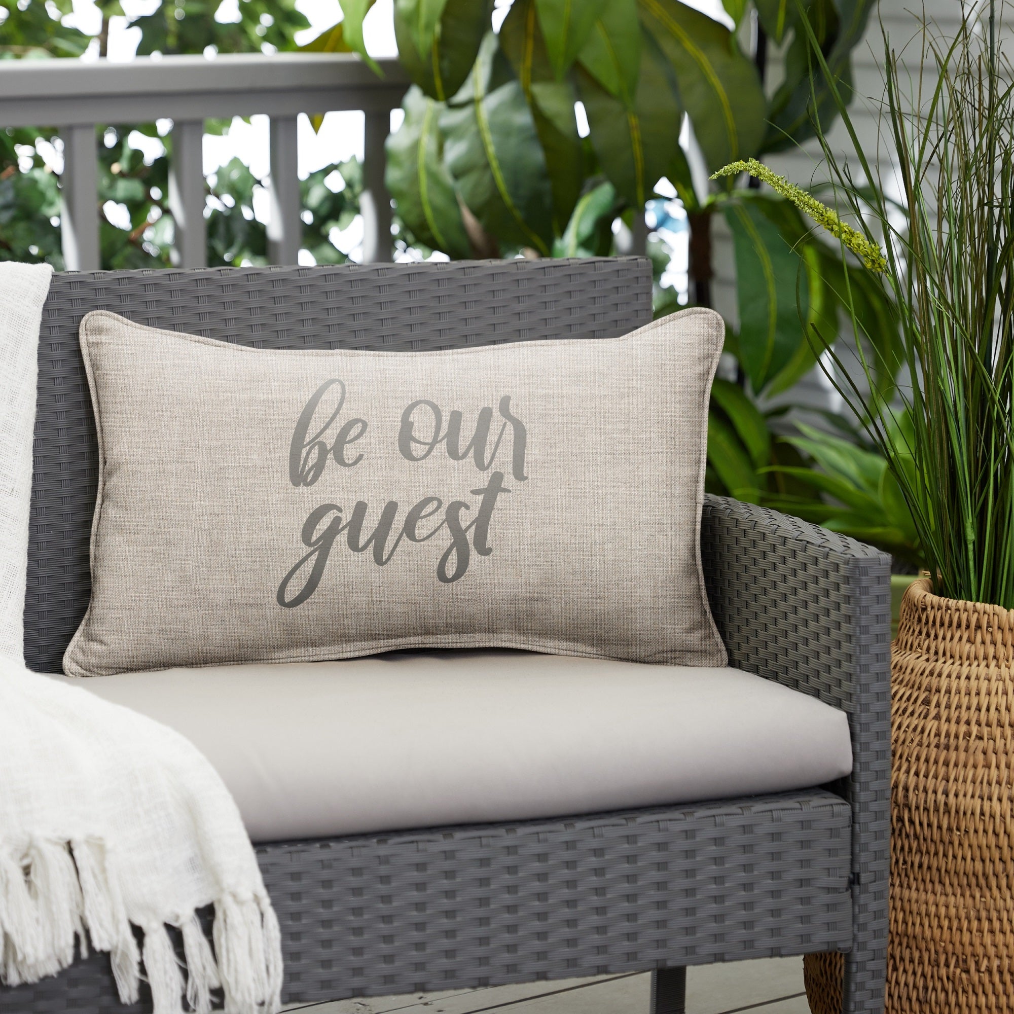 Gray Sunbrella Rectangular Throw Pillow T6844