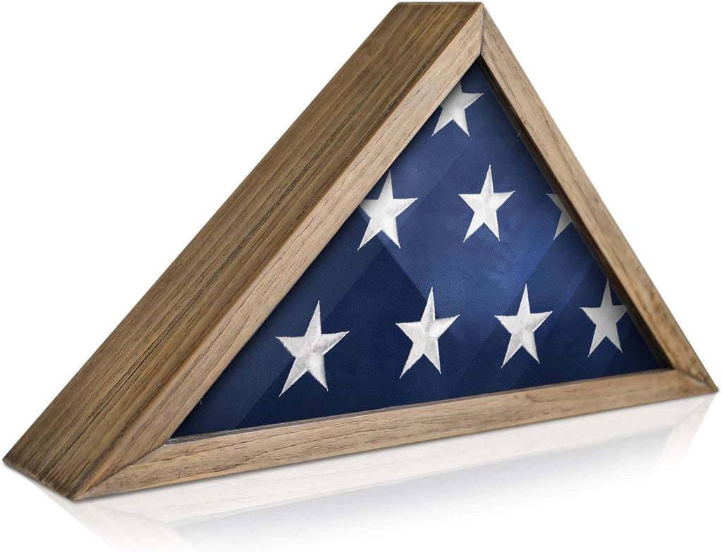 Rustic Wood Flag Display Case for 9.5 x 5 American Flag, Wall Mounted Shadow Box X9713