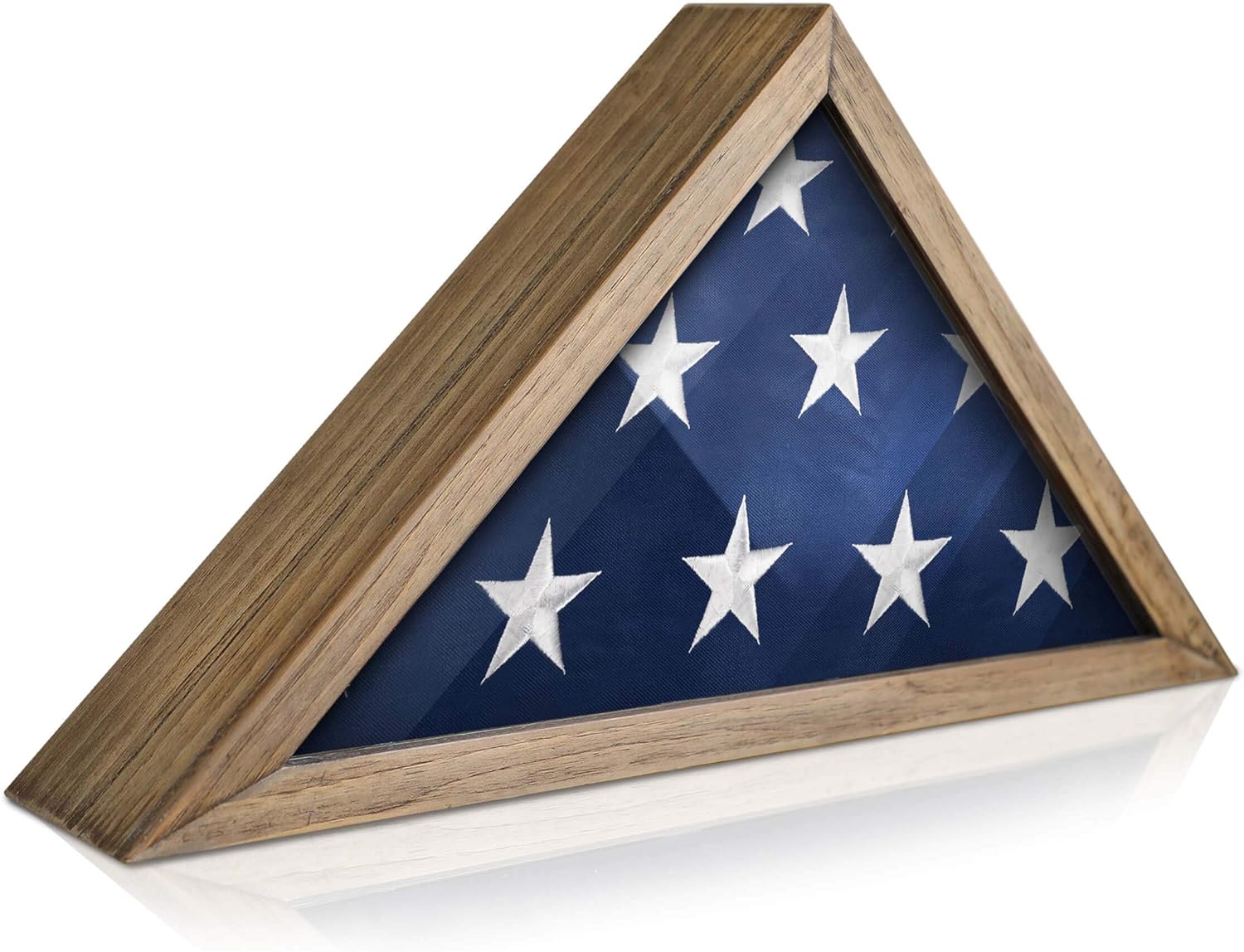 Rustic Wood Flag Display Case for 9.5 x 5 American Flag, Wall Mounted Shadow Box X9713