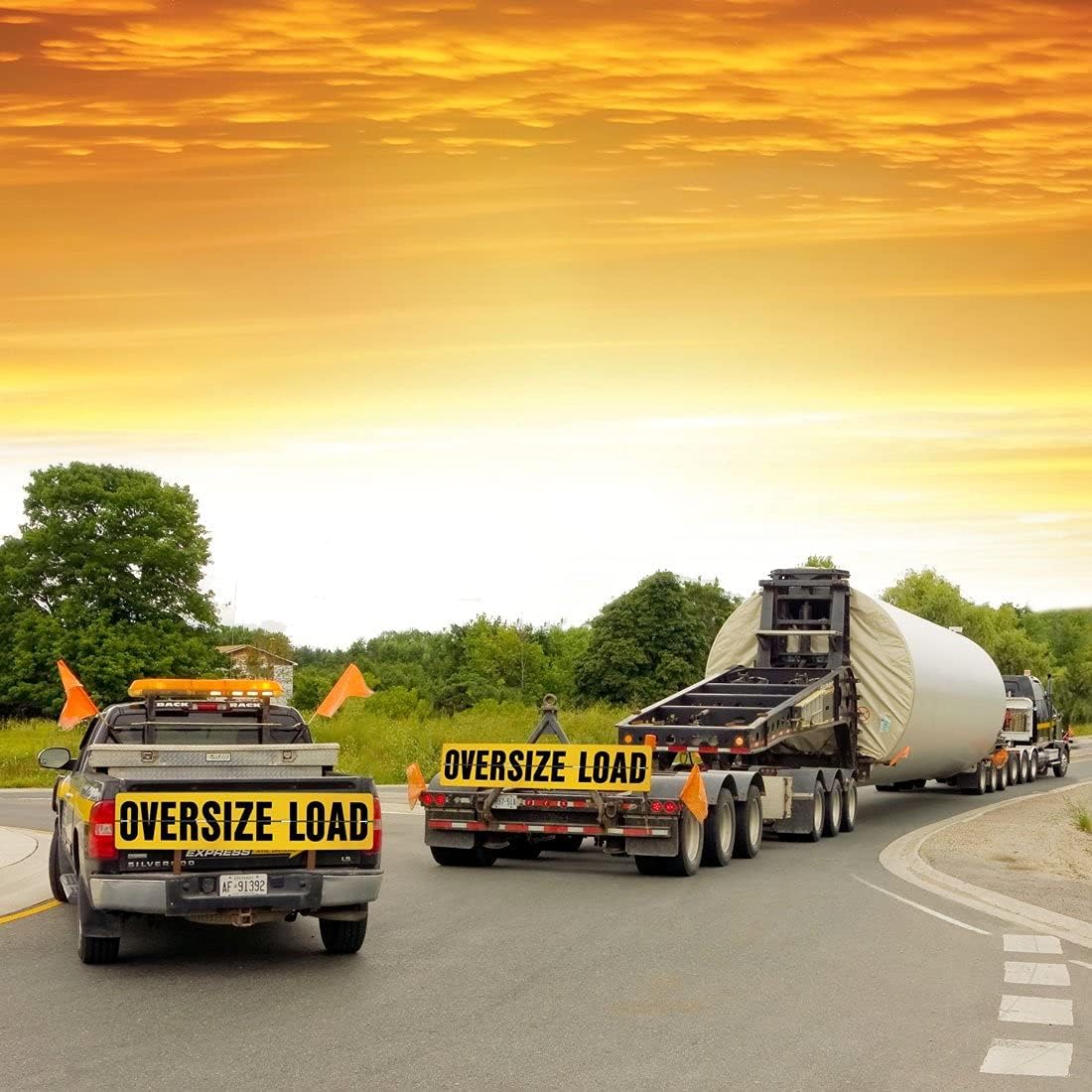 Oversize Load Sign for Escort Vehicles - Hinged Aluminum - 12 Inch x 60 Inch N941