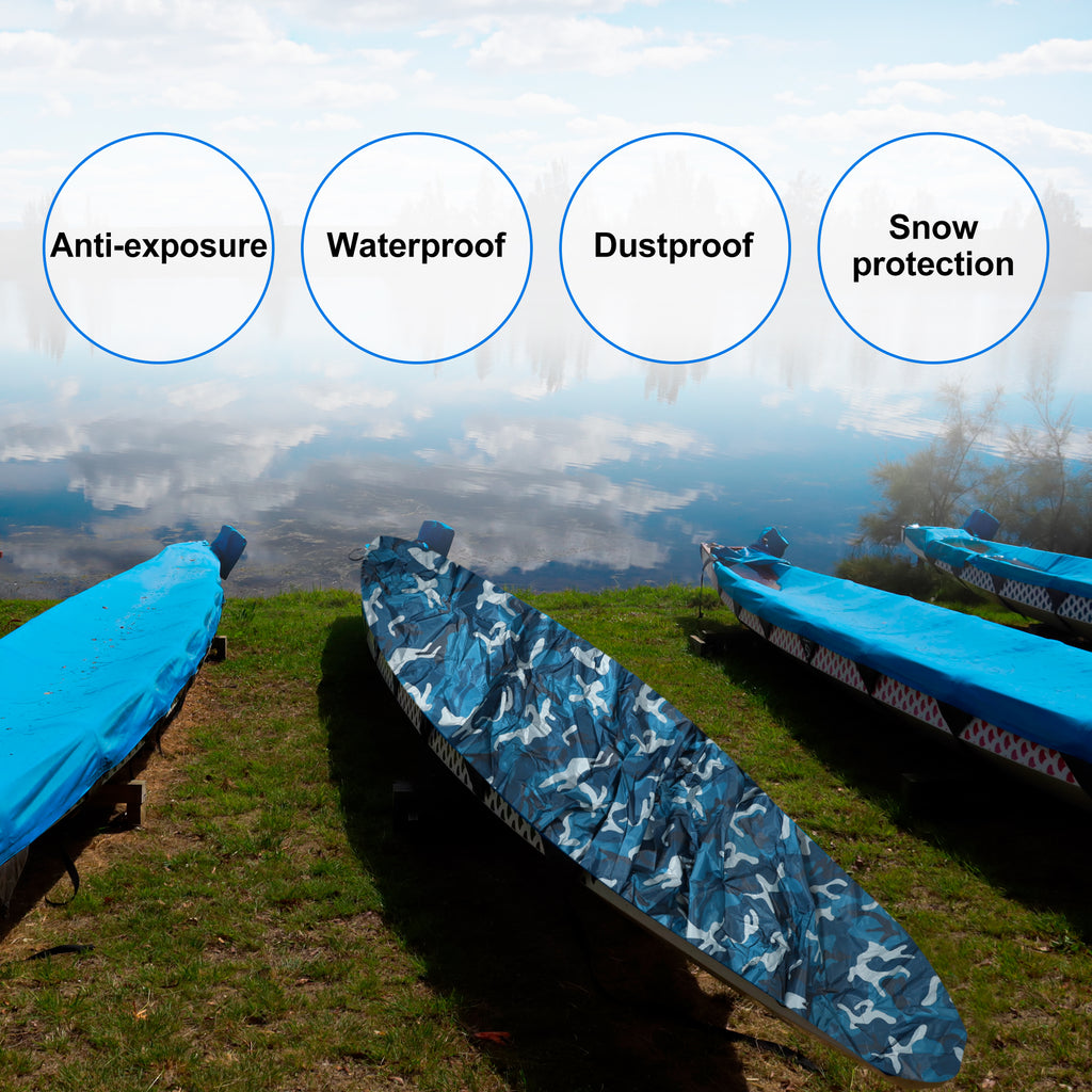 Blue Camouflage Kayak Cover Boat Canoe Cover Waterproof 15.3ft-16.7ft K60931