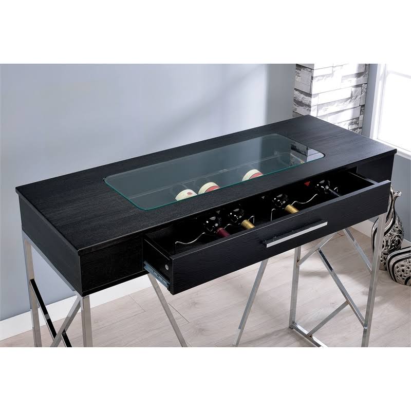 Counter Height Table in Chrome and Black M51225
