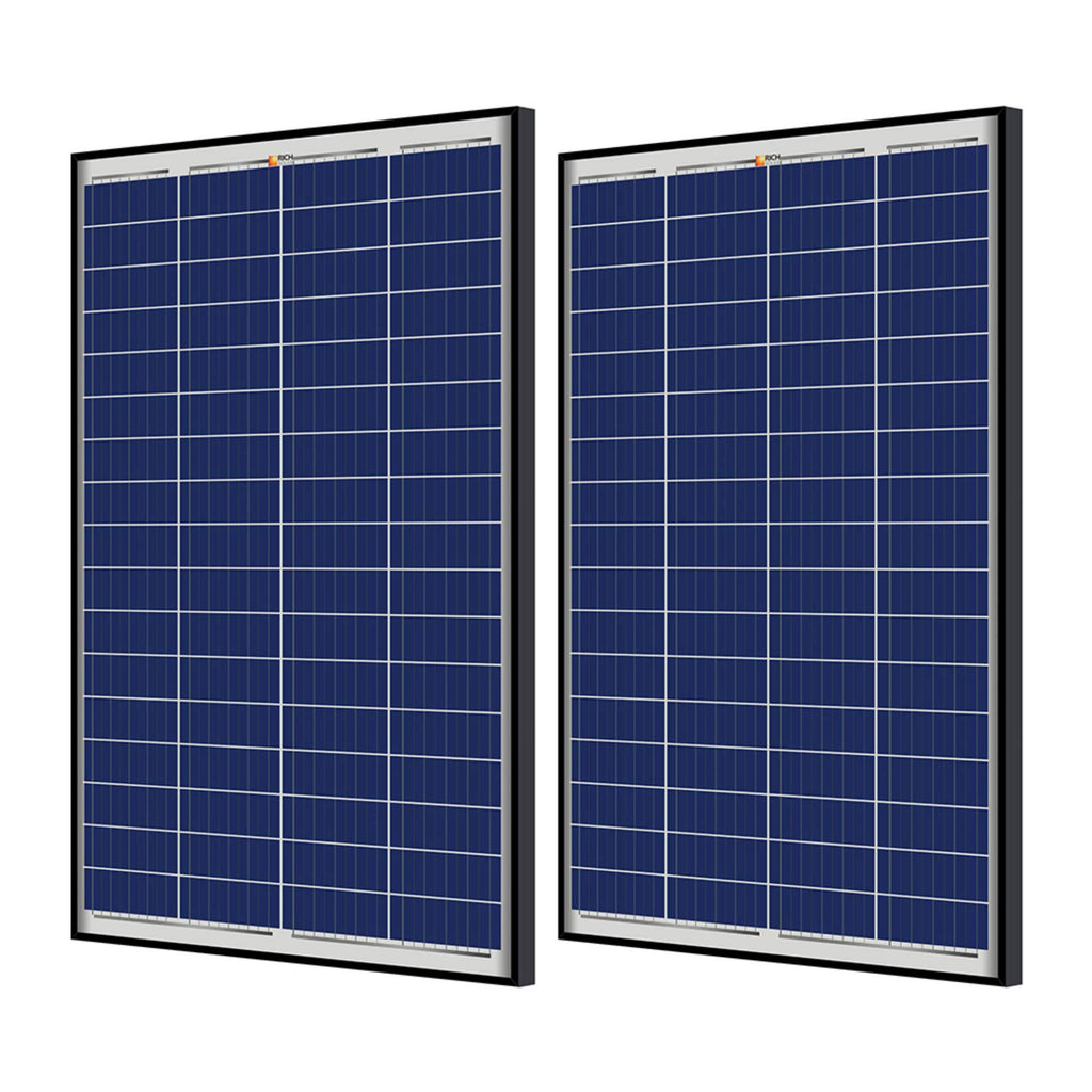 2 Pieces 100 Watt 12 Volt Polycrystalline Solar Panel Black Frame M322