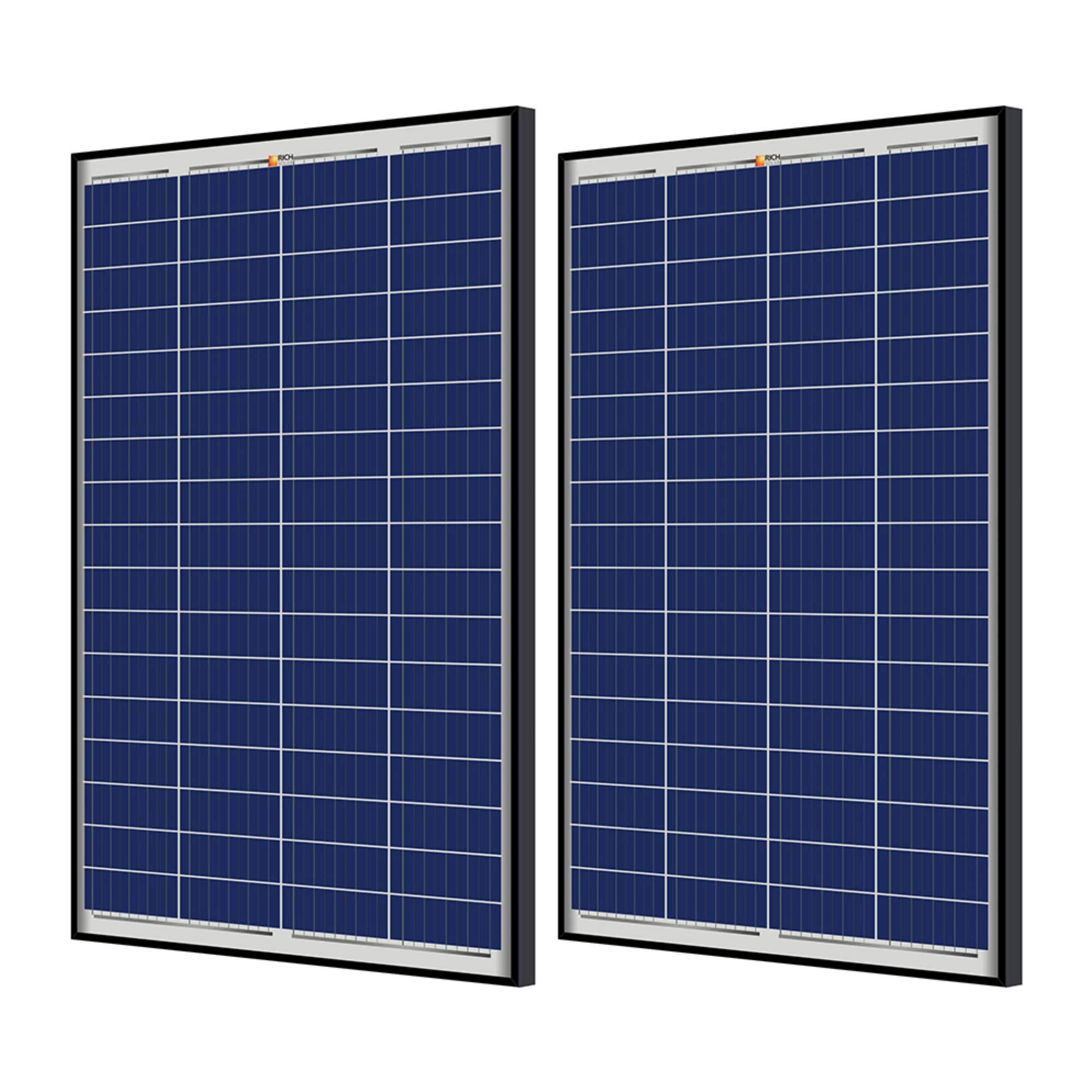 2 Pieces 100 Watt 12 Volt Polycrystalline Solar Panel Black Frame M322