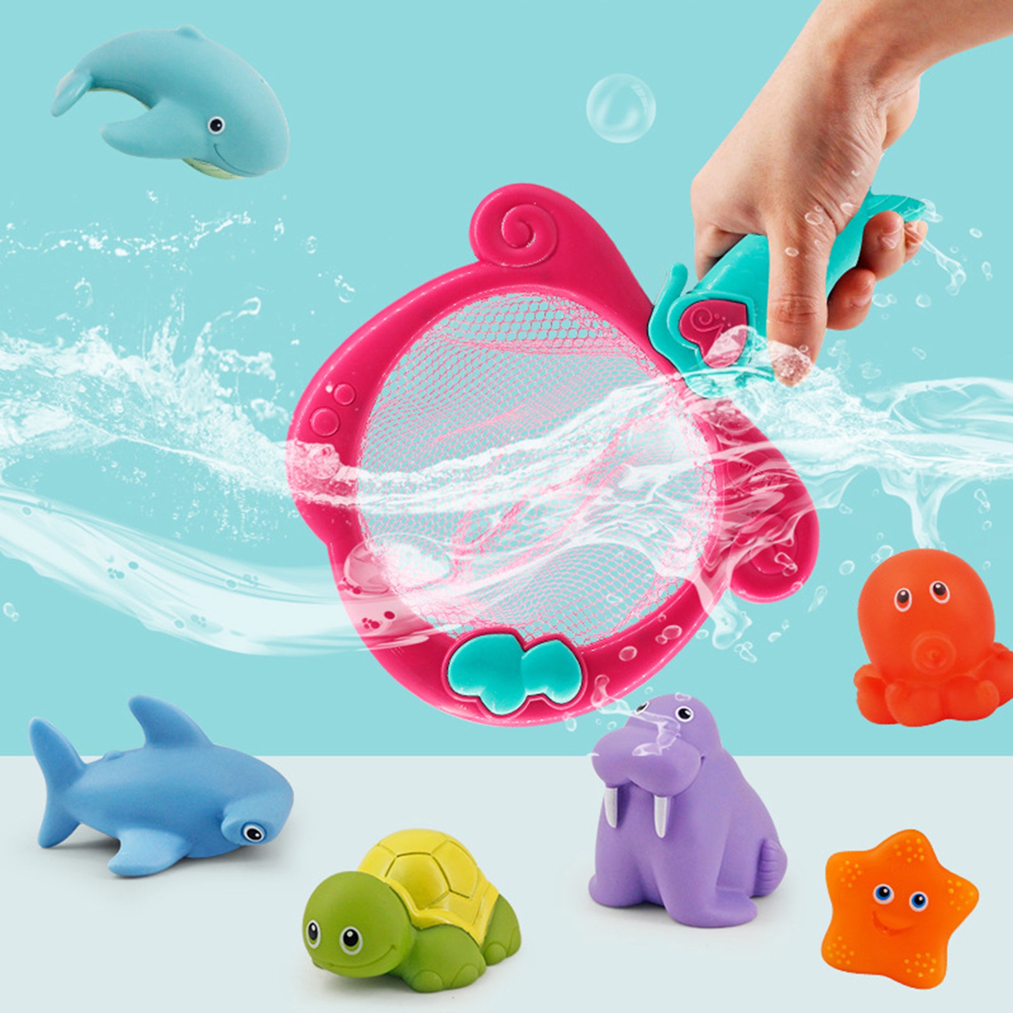 Color Changing Floating Baby Bath Toys with Net F911809