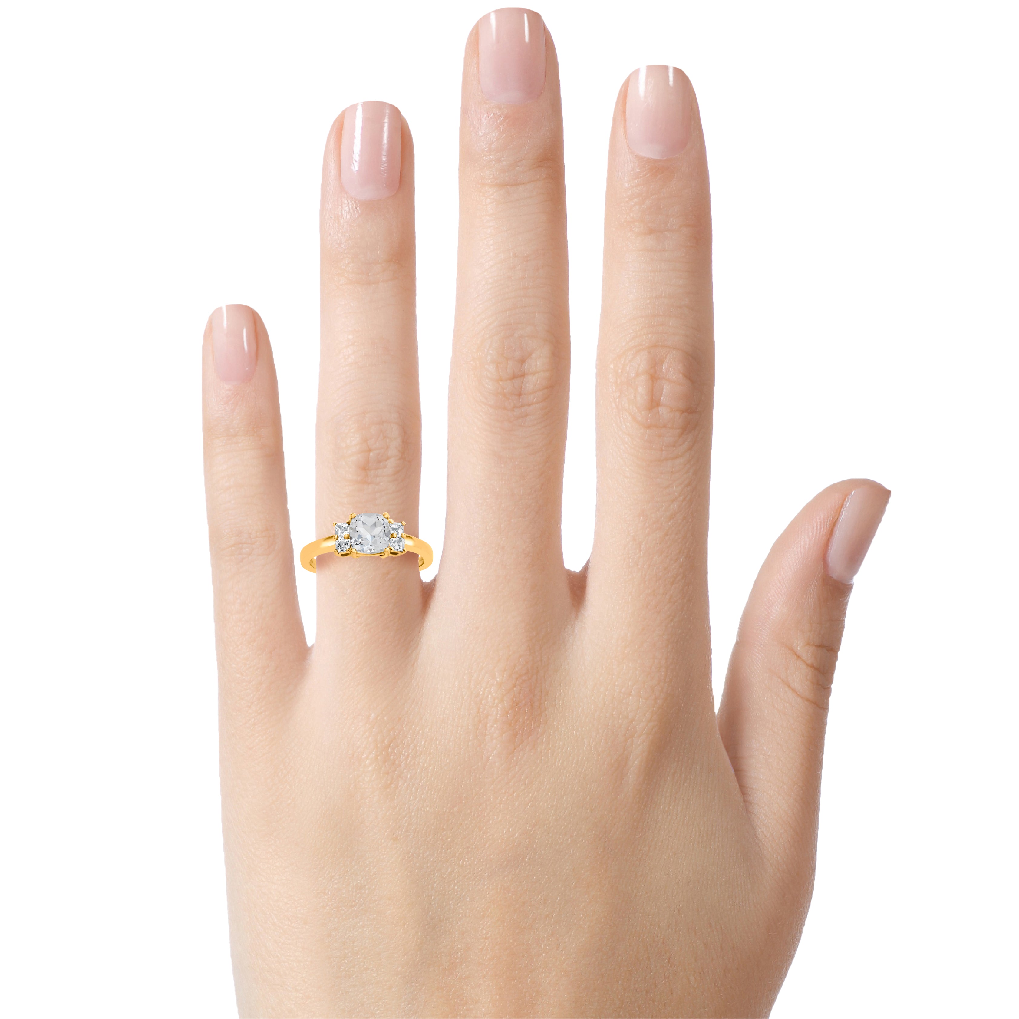 Cushion-Cut White Topaz Ring A36212