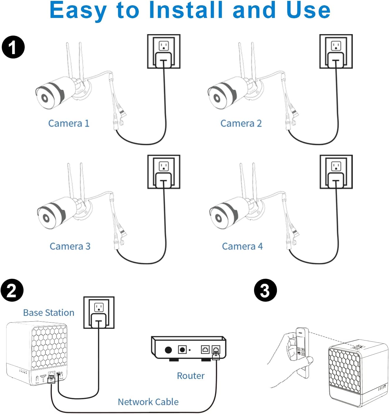 Outdoor Security Camera System with Two Cameras and Base Station A1698