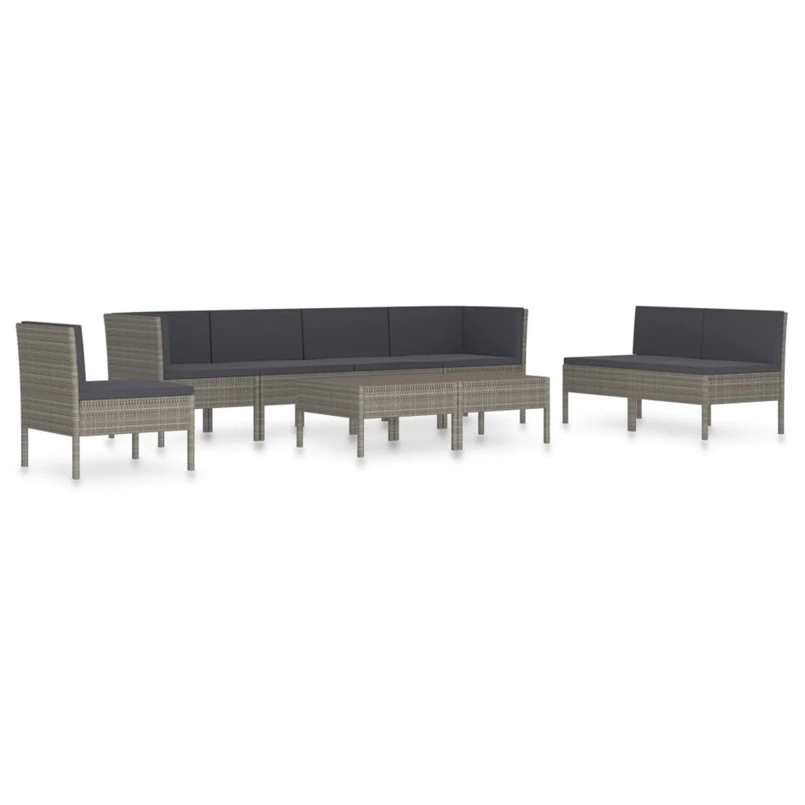 9 Piece Poly Rattan Outdoor Sectional Sofa Set with Cushions W786