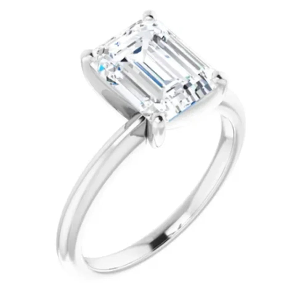 2.97Ct Platinum Lab Grown Emerald Cut Diamond Engagement Ring O900292