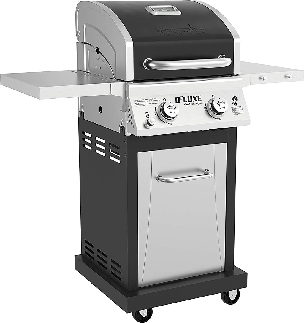 Silver & Black 2-Burner Propane Gas Grill with 2 Foldable Shelves S526
