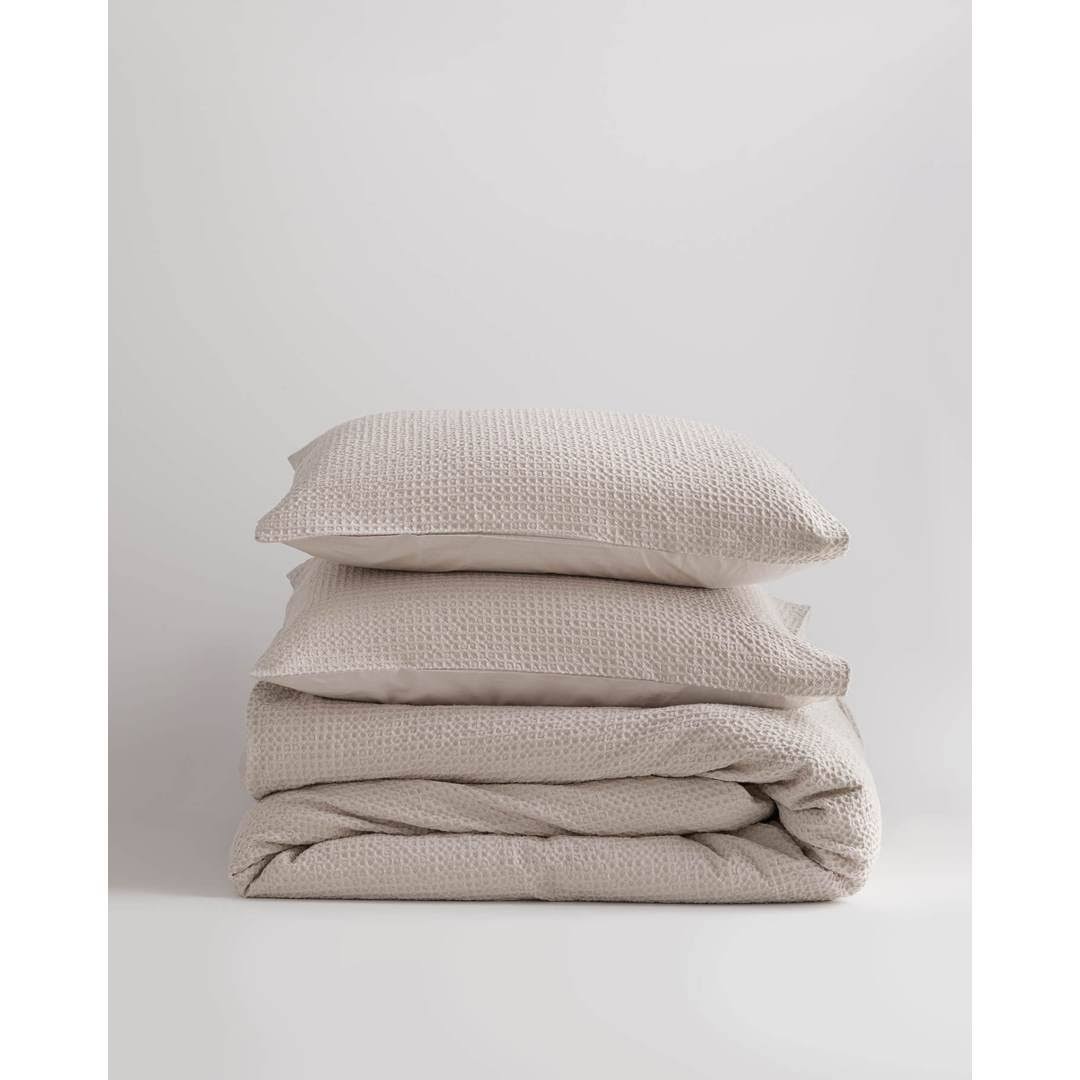 King/Cal King 100% Organic Cotton Waffle Duvet Cover Set U14766