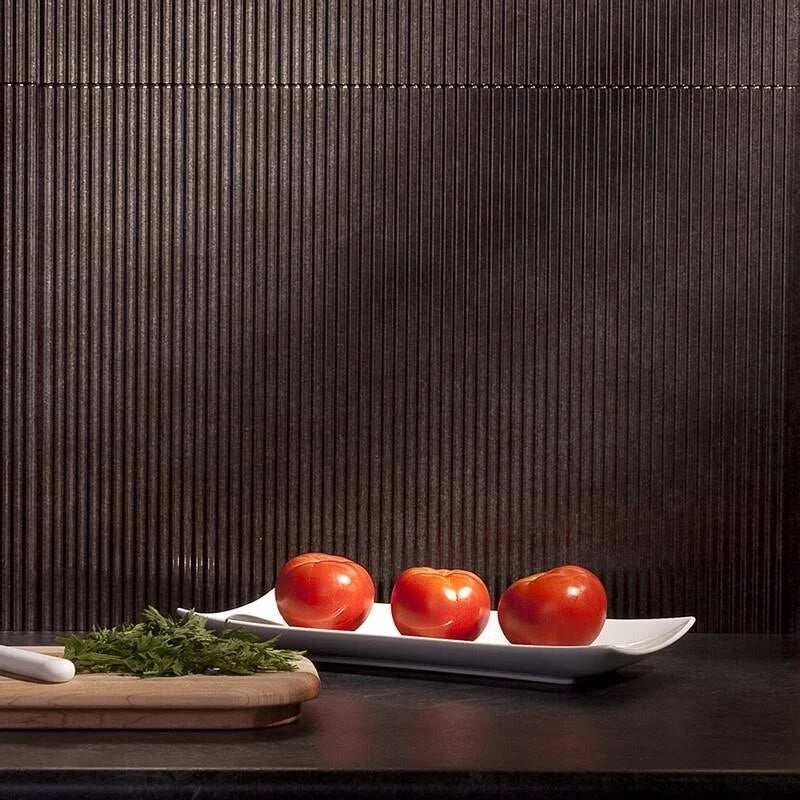 18in x 24in Rib Smoked Pewter Backsplash Panel (5 Pack) E478