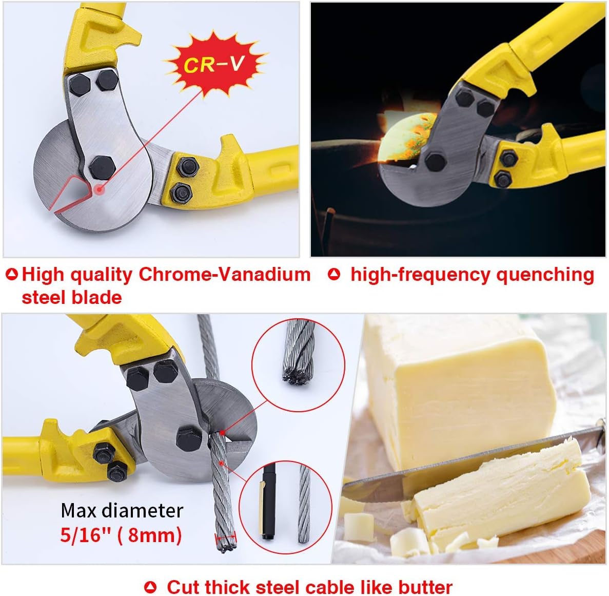 Hydraulic Hand Crimper Tool for 1/8" Stainless Steel Cable Railing Fittings, 45 Ton, with Cable Cutter C8201