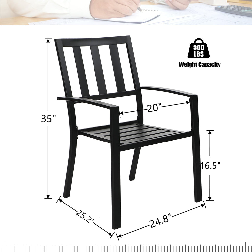 Black Metal Patio Dining Chairs, Set of 2 K166591
