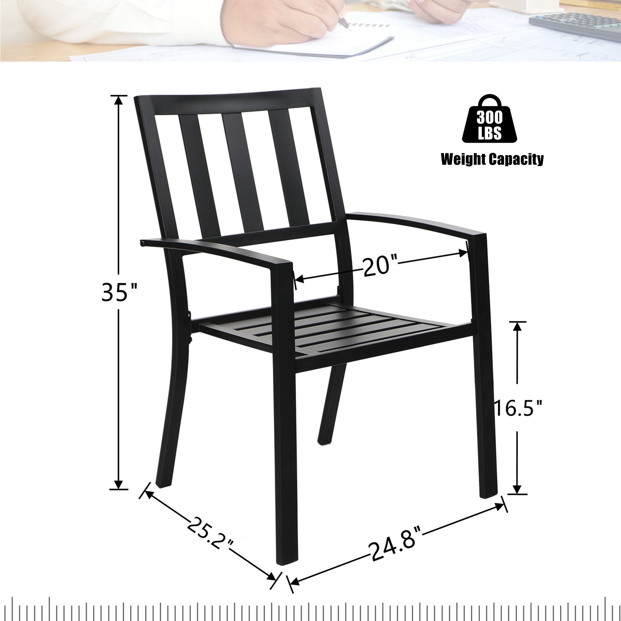 Black Metal Patio Dining Chairs, Set of 2 K166591