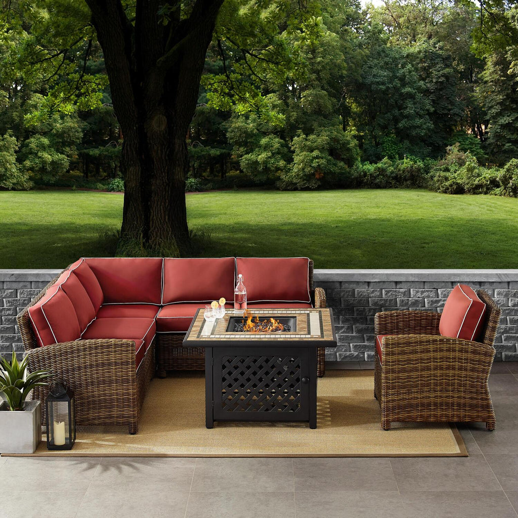 5Pc Outdoor Wicker Sectional Set with Glass Top Coffee Table S111476