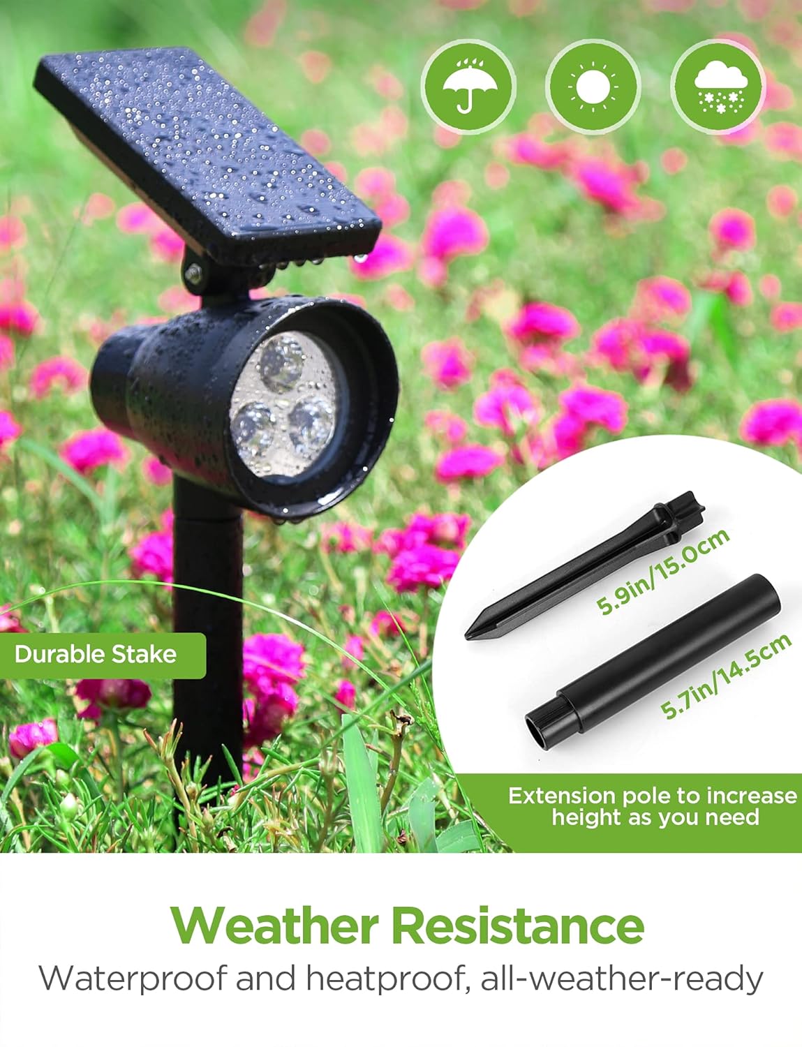 Solar Lights, 2-in-1 Waterproof 3 LED Solar Spotlights, Pack of 4 R62366
