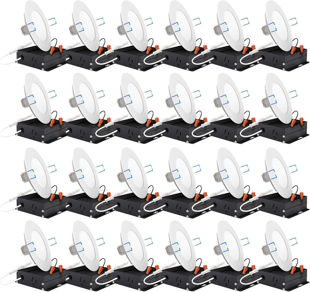 24 Pack 6 Inch LED Recessed Ceiling Lights Slim Dimmable Canless Wafer Thin with Junction Box L90617