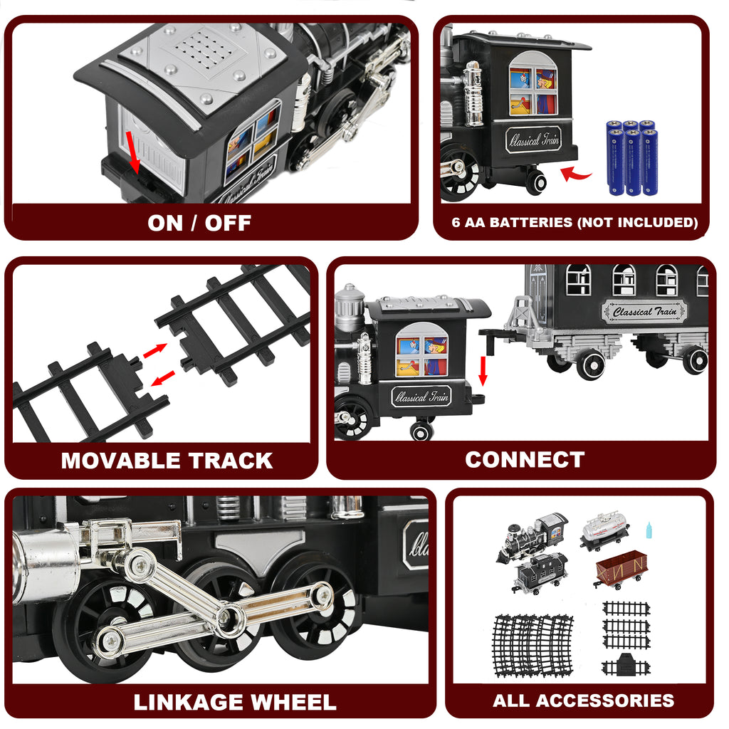 RC Train Toy with Smoke Sound and Light D368978
