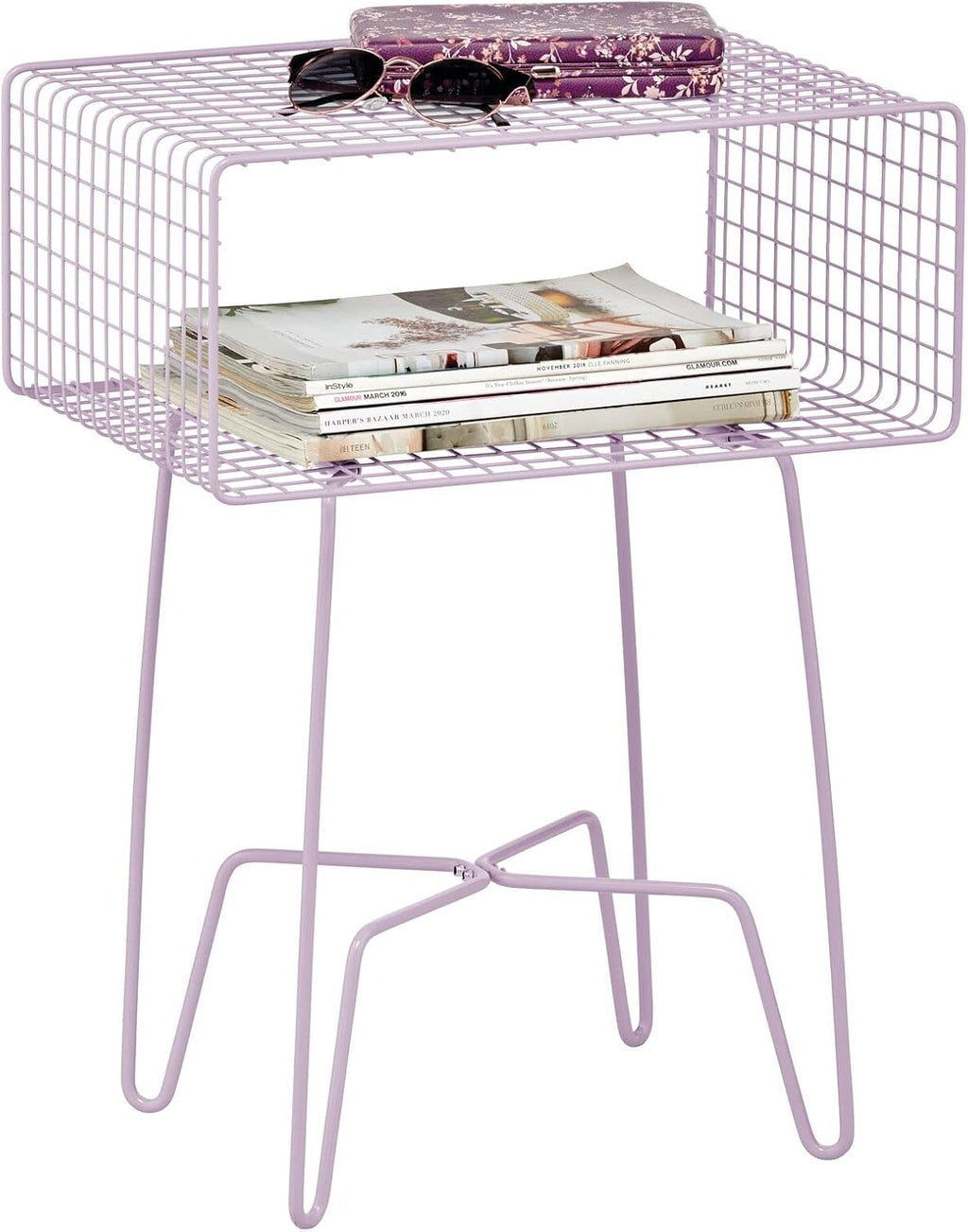 Bronze 2-Tier Metal End Table with Storage Shelf W35823