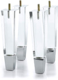 Clear Acrylic Furniture Legs Set of 4, Chrome, 7.8inch W9545