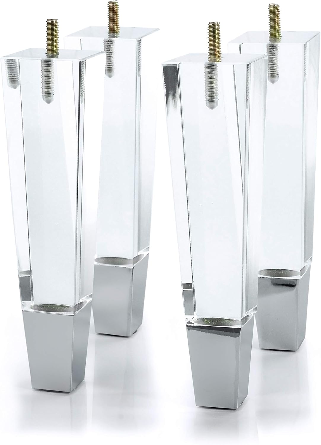 Clear Acrylic Furniture Legs Set of 4, Chrome, 7.8inch W9545