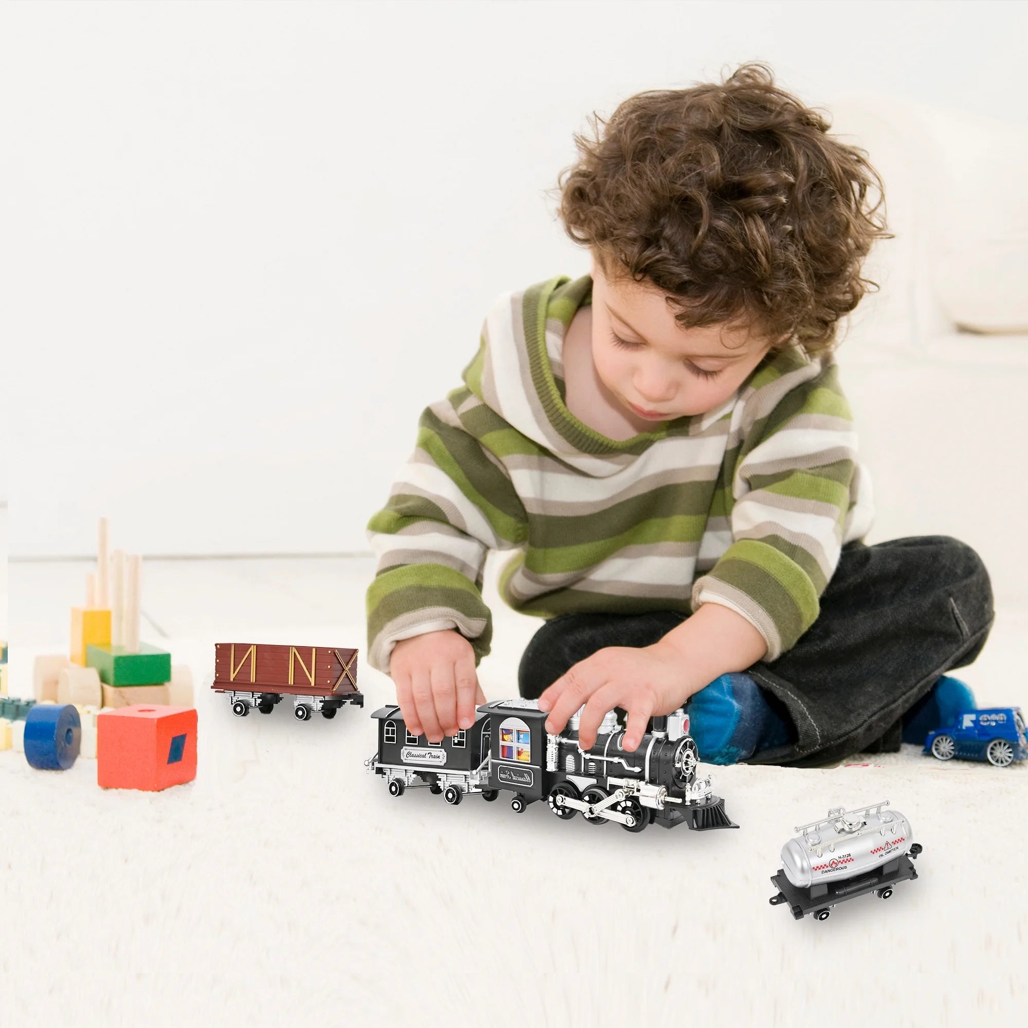 RC Train Toy with Smoke Sound and Light D368978