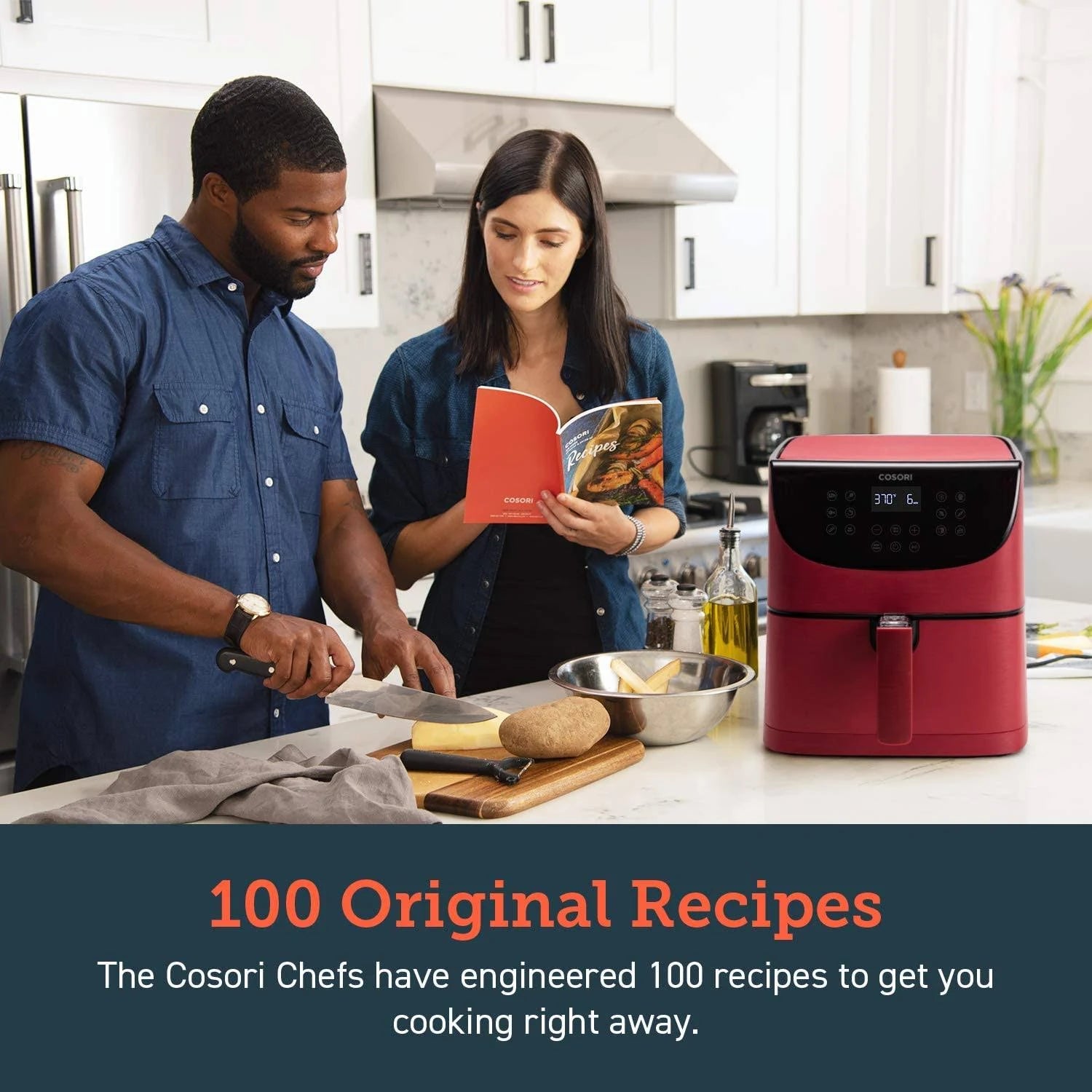 5.8QT Electric Air Fryer Oven with Rack and 5 Skewers T294377