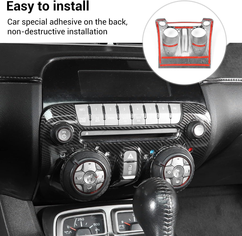 Carbon Fiber Center Console Dashboard Radio Panel Trim for Chevrolet Camaro Pack of 2 X67181