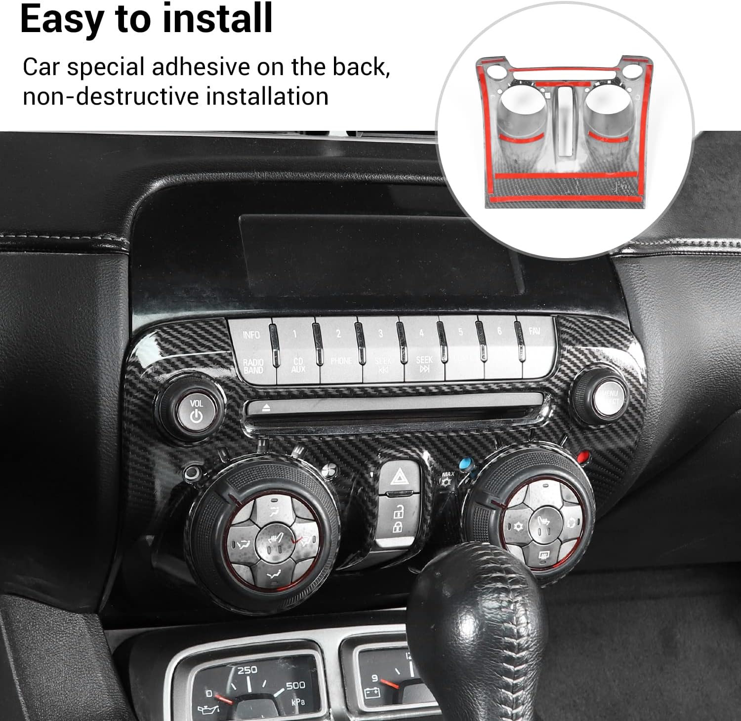 Carbon Fiber Center Console Dashboard Radio Panel Trim for Chevrolet Camaro Pack of 2 X67181