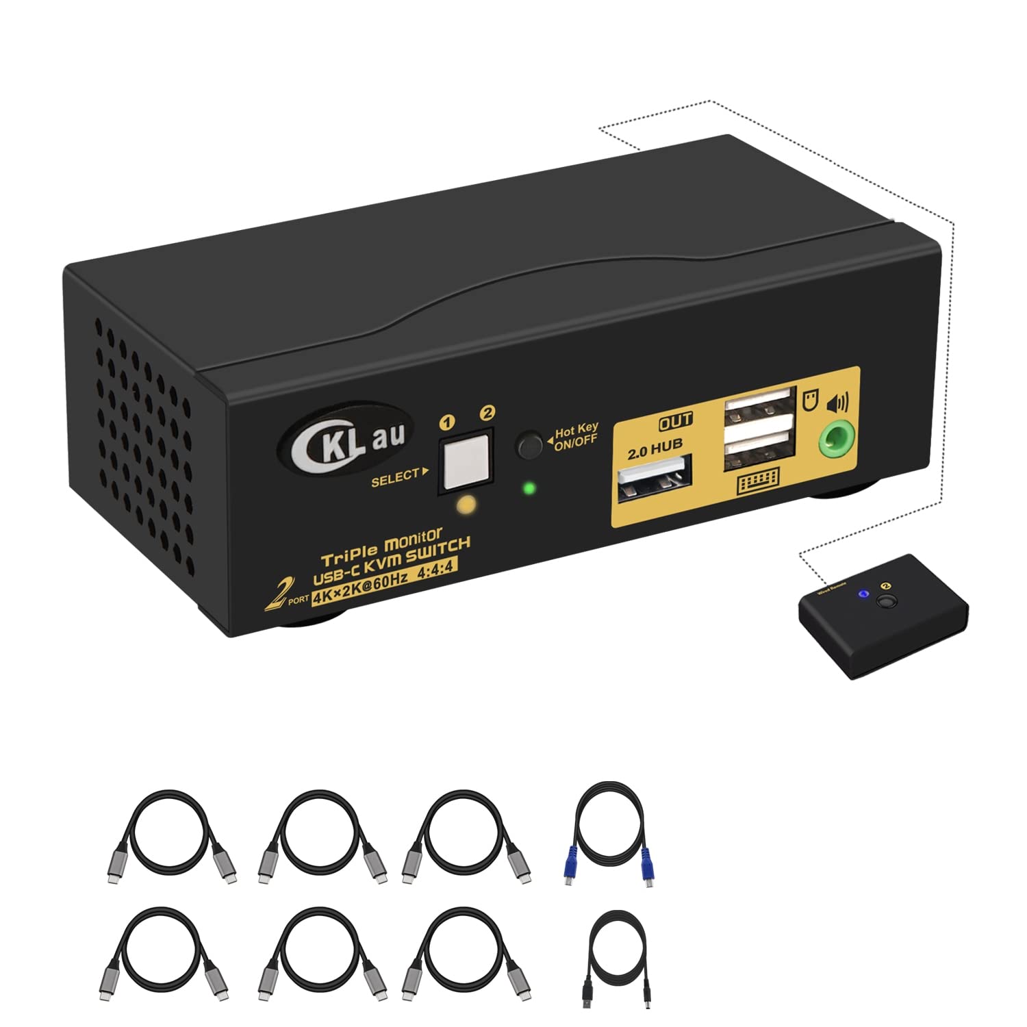 4K@60Hz 2 Port USB C KVM Switch Dual Monitor with Audio A3492