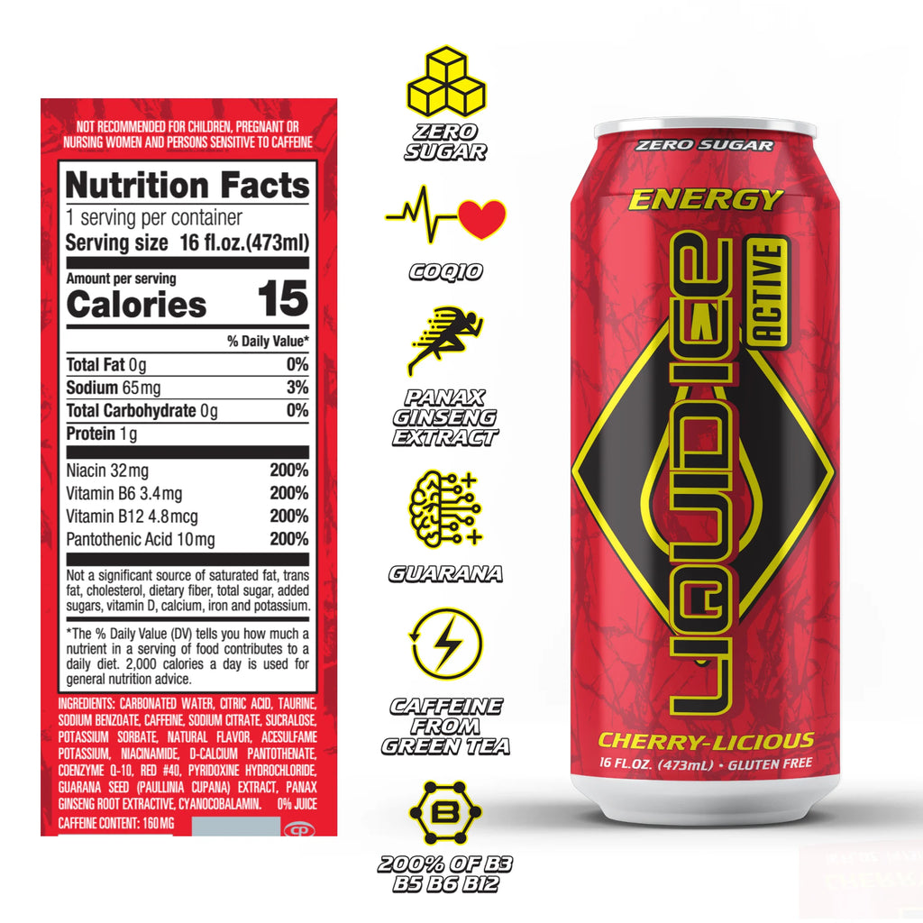Cherry-Licious Energy Drink, 16 Oz Cans (12 Pack) P18723