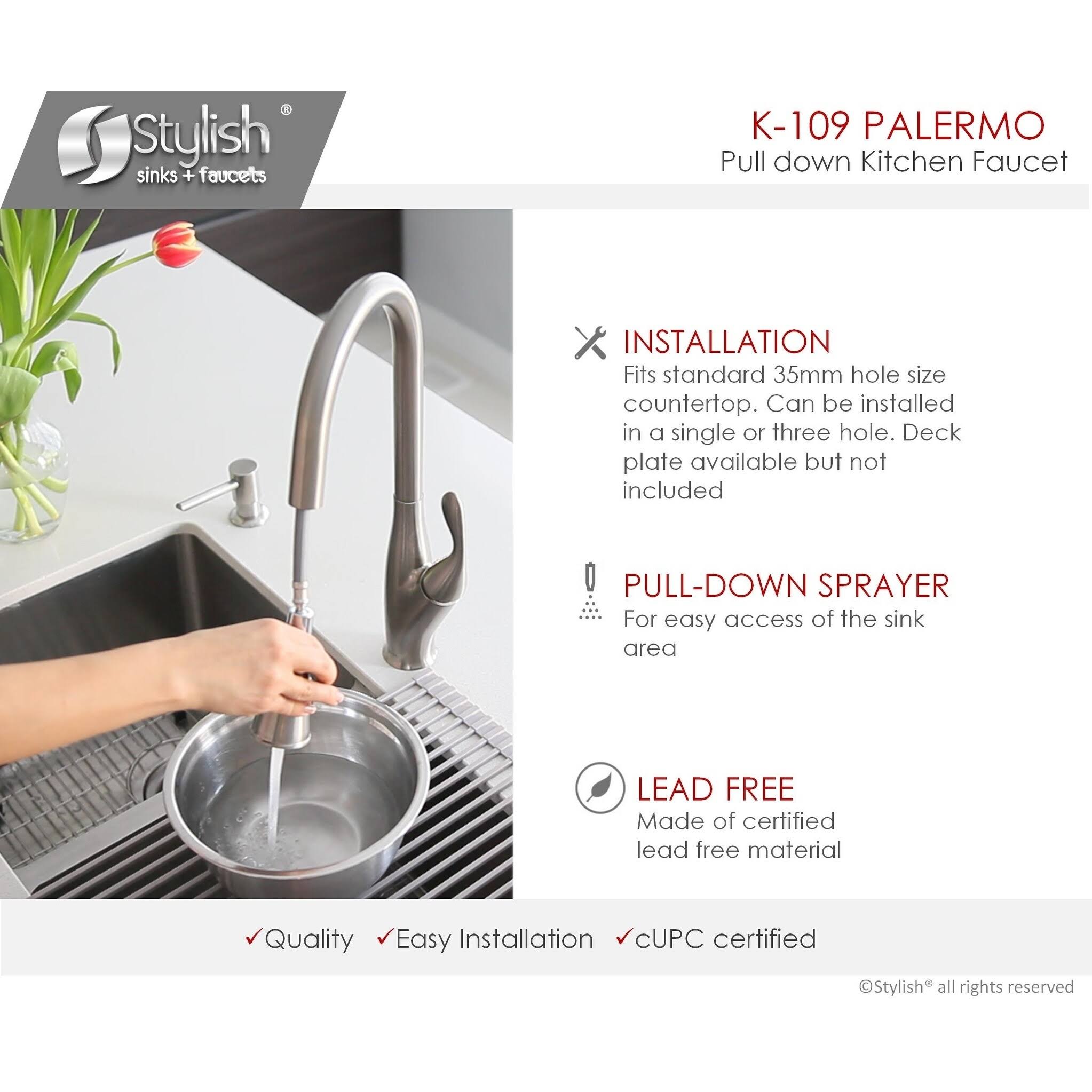 Brushed Nickel Single Handle Pull Down Kitchen Faucet N9626
