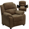 Brown Padded Kids Recliner with Flip-Up Storage Arms P95891