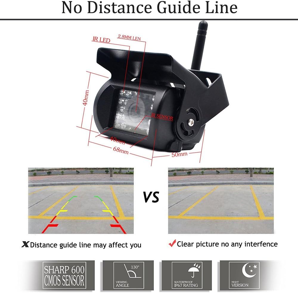 2pcs Wireless Vehicle Backup Cameras Plus 7 Monitor Parking Assistance System X3232