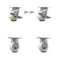 Nylon Swivel Top Plate Caster Set of 4 with 4 inch x 2 inch White Wheels Q18786