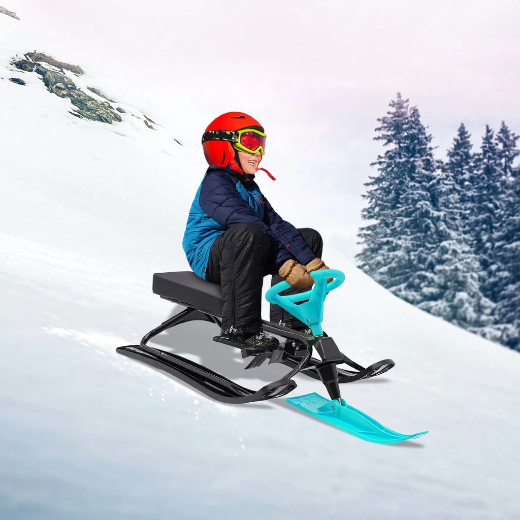 Green Snow Racer Sled Twin Brakes Winter Sports 44.88*19.69*15in A69976
