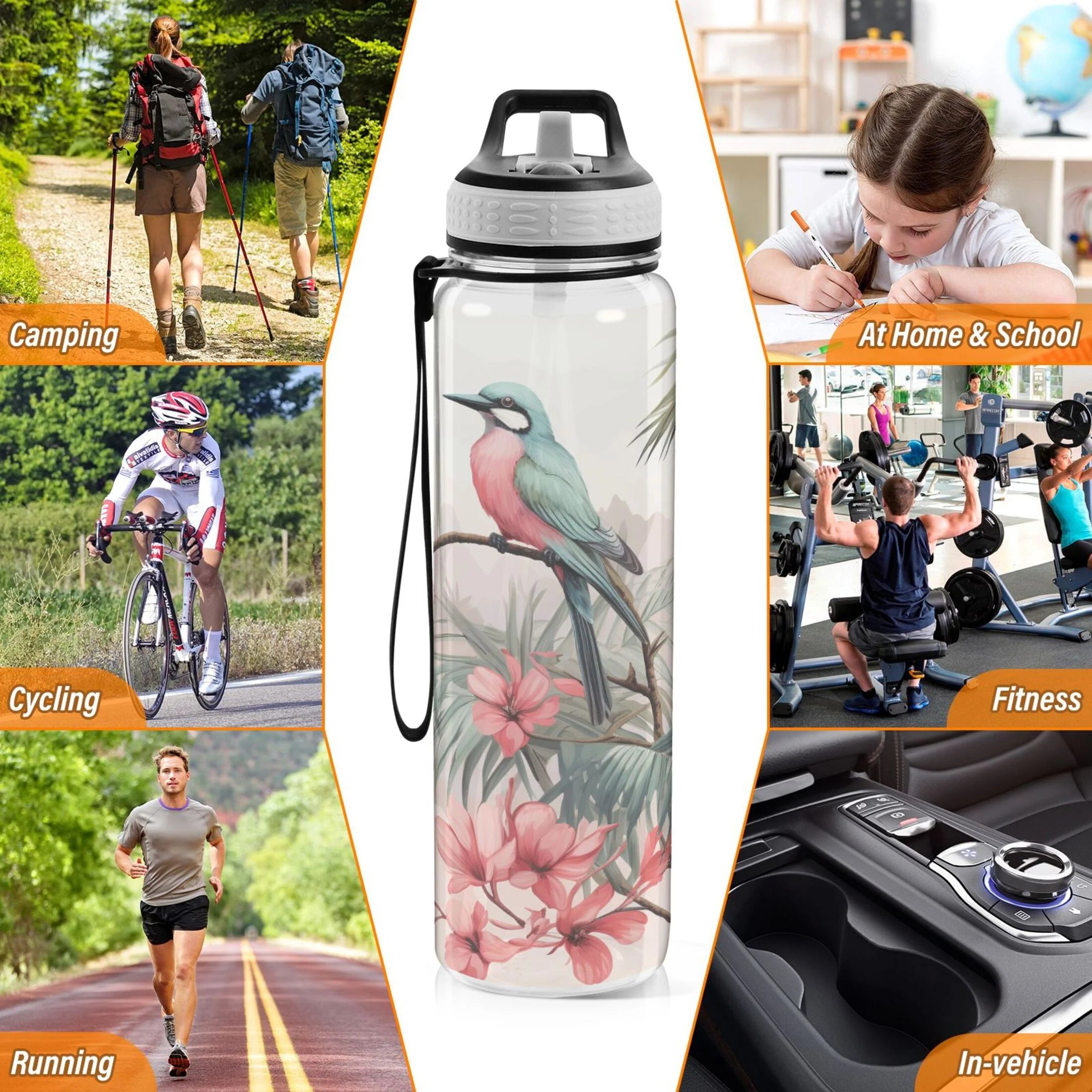 Clear 32oz Tritan Water Bottle with Straw X305