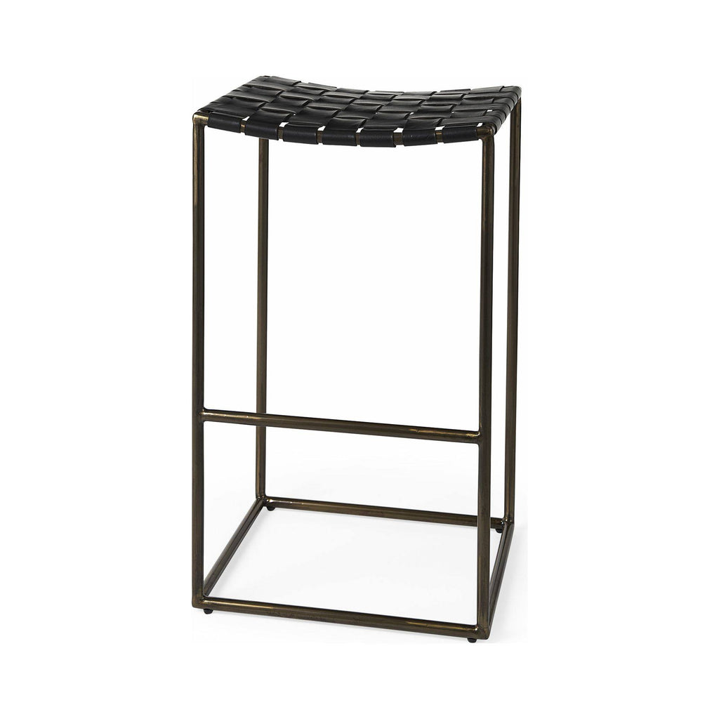 Black Woven Leather Seat Bar Stool Y704269