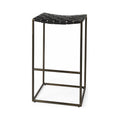 Black Woven Leather Seat Bar Stool Y704269