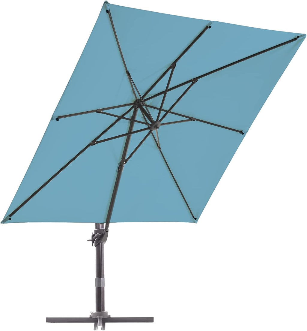 Beige 9x9 FT Square Cantilever Patio Umbrella with Aluminum Frame A47838