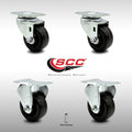 Stainless Steel Phenolic Swivel Caster with Black Wheel, Pack of 2 E445