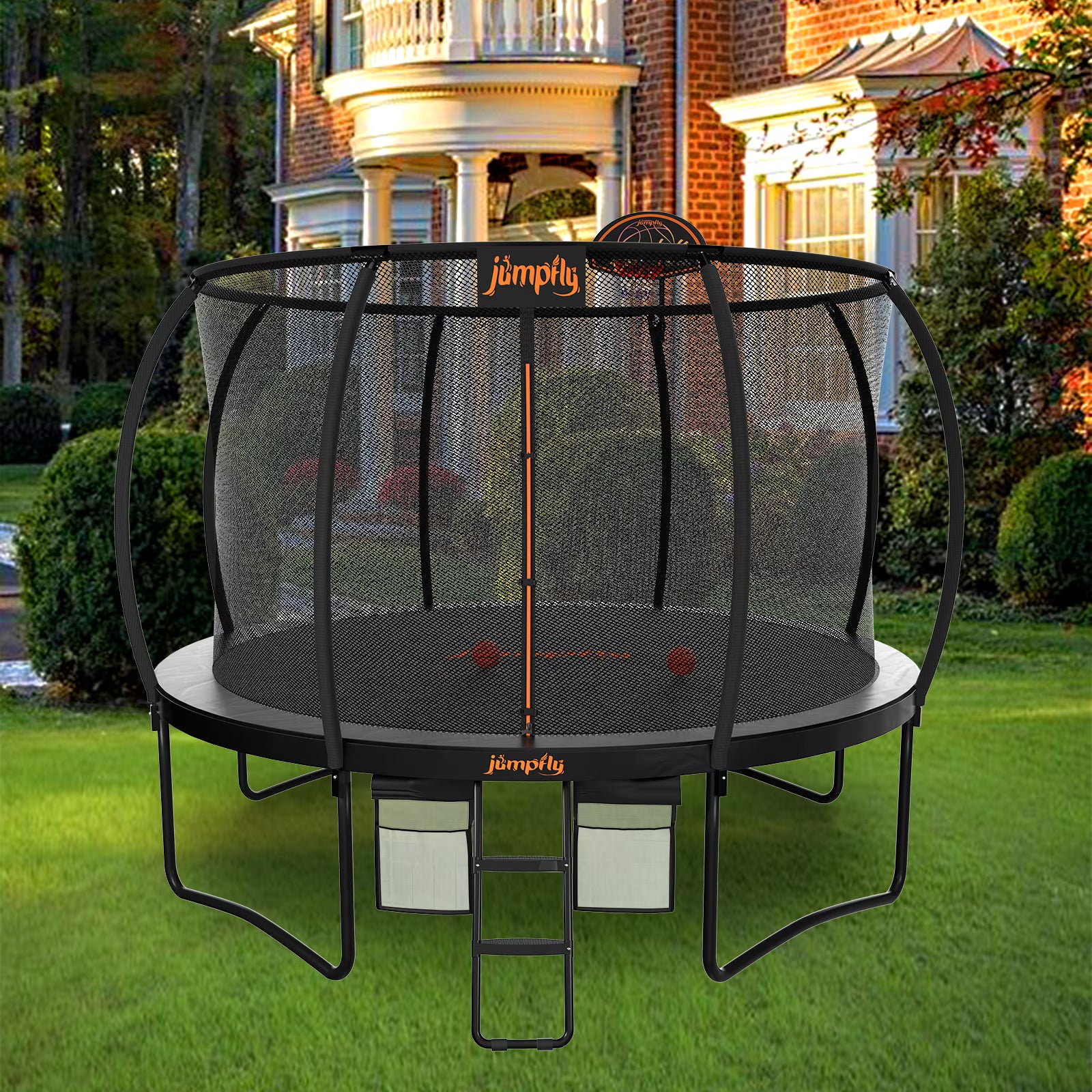 10FT Trampoline with Basketball Hoop and Enclosure V32959