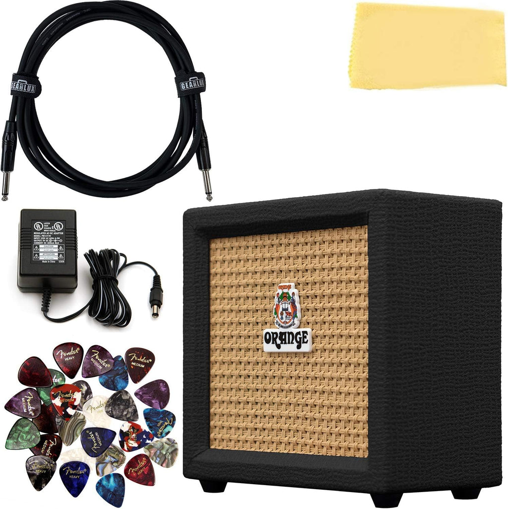 Orange Crush Mini Guitar Combo Amplifier with Instrument Cable, 24 Picks, Polishing Cloth U568