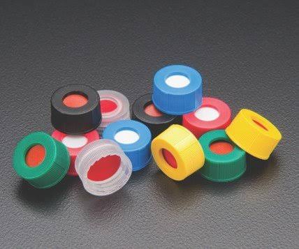 Yellow 9mm Screw Threaded Cap with PTFE/Silicone Septa K378