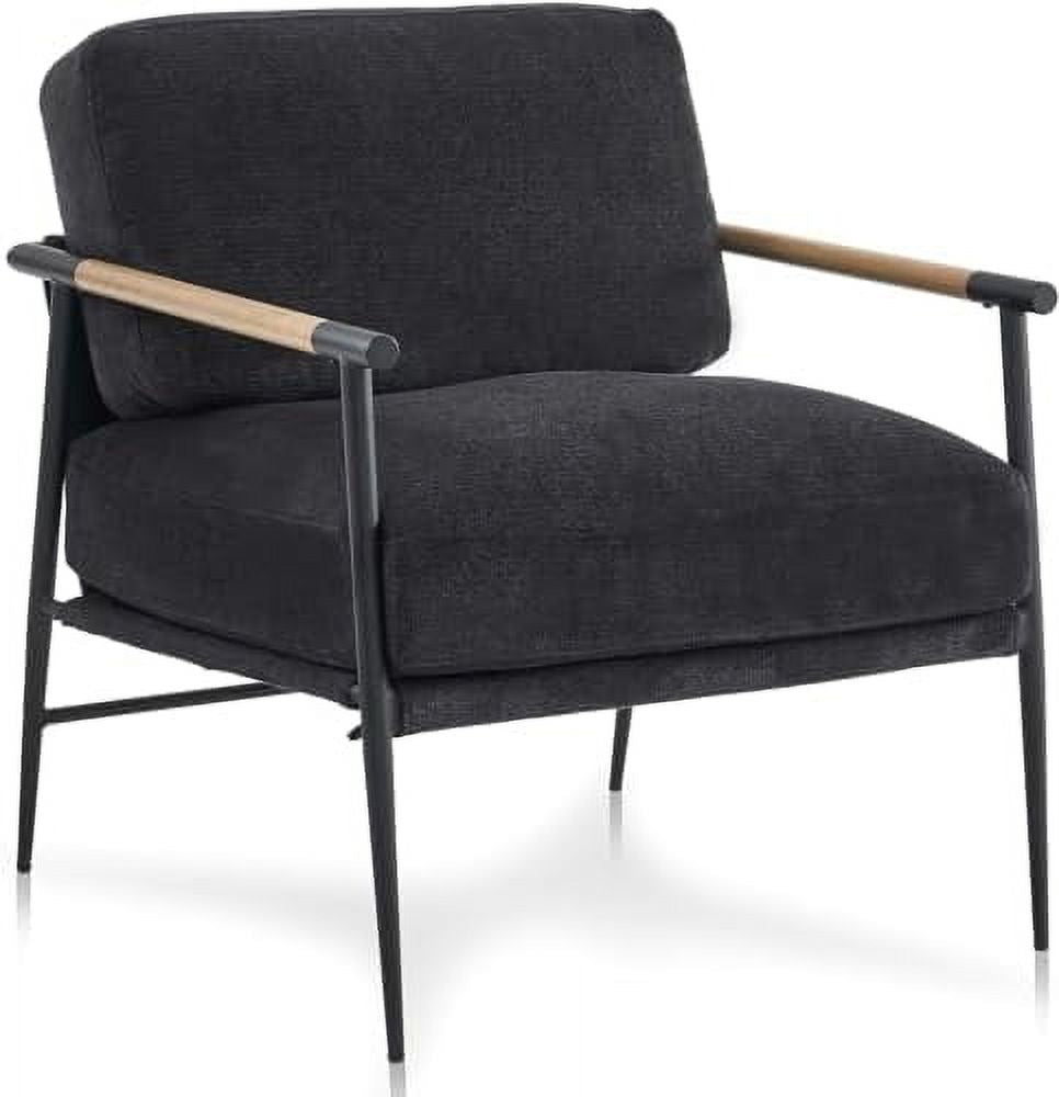 White Chenille Accent Chair with Metal Leg N7016