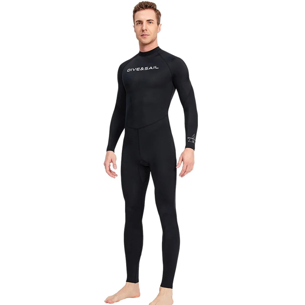 Men One Piece Swimsuit with Back Zipper Quick Dry Long Sleeve Surf Suit Y1172